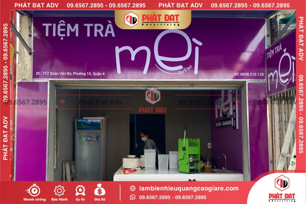 Làm biển hiệu quảng cáo giá rẻ quận 4 chất liệu bạt Hiflex