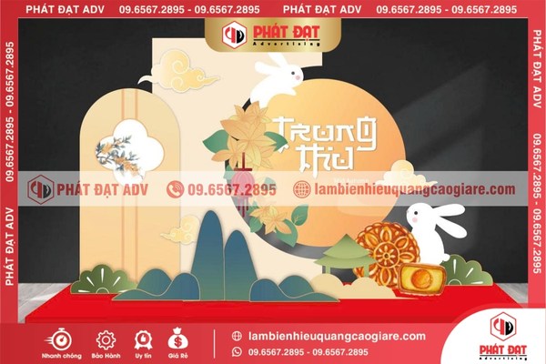 Backdrop Trung Thu chủ đề thiếu nhi vui nhộn, nhiều màu sắc