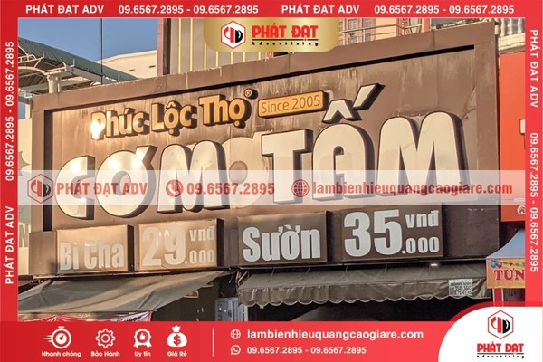Các vật liệu phổ biến cho biển hiệu quảng cáo giá rẻ Thủ Đức