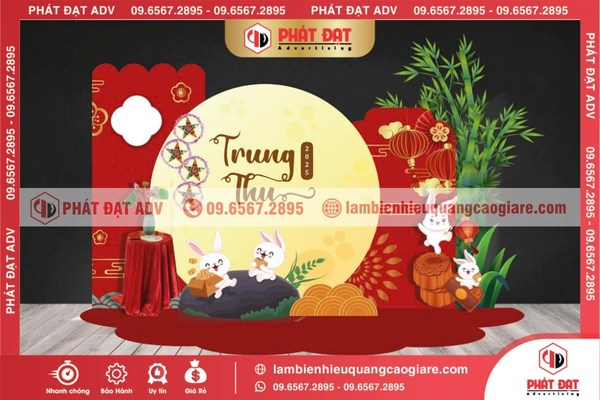 Mẫu backdrop Trung Thu hiện đại kết hợp ánh sáng LED