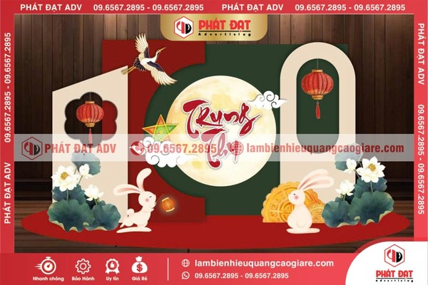 Mẫu backdrop Trung Thu hiện đại kết hợp ánh sáng LED