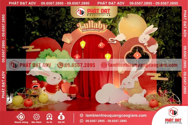Mẫu backdrop Trung Thu hiện đại kết hợp ánh sáng LED