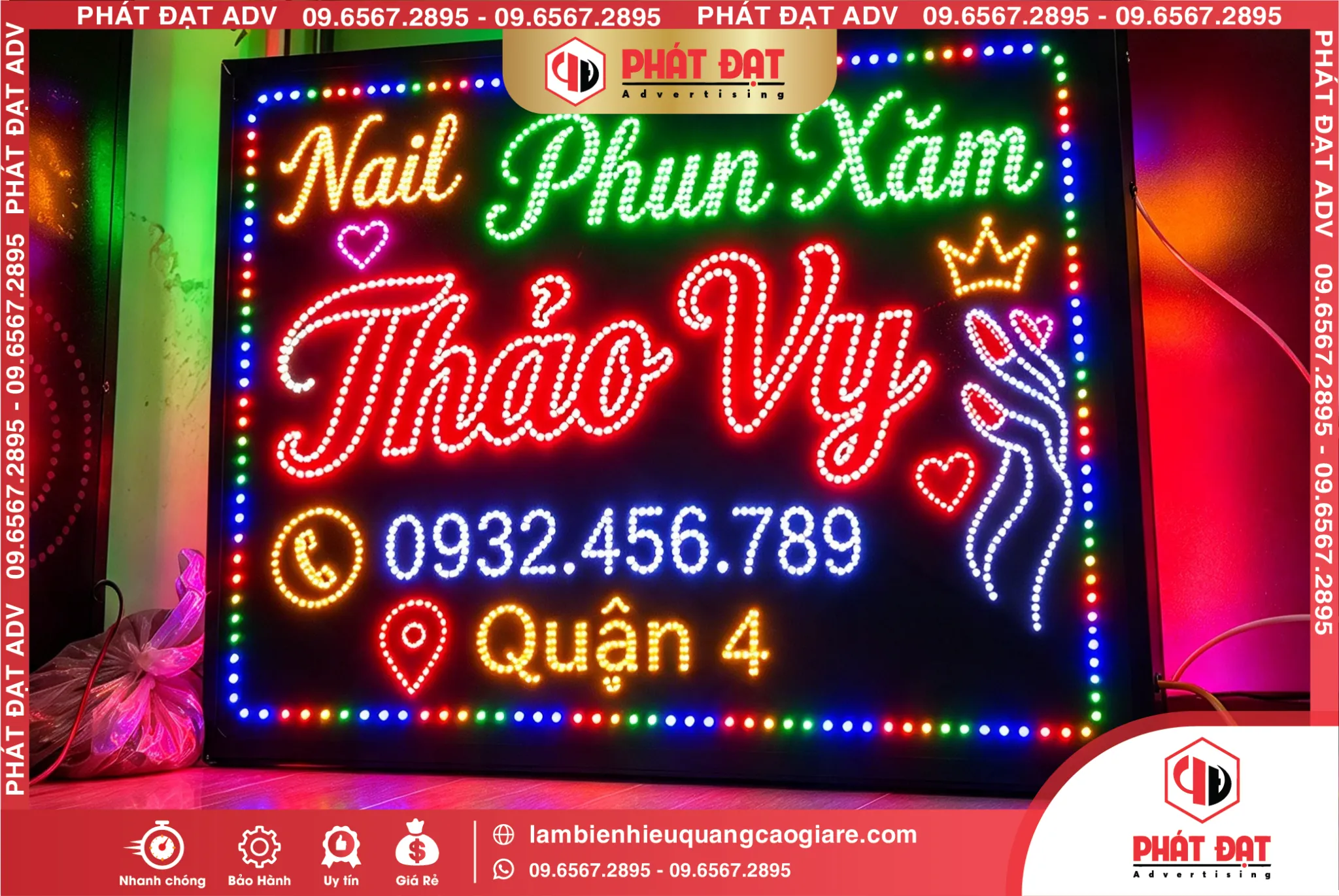 Làm Biển LED Quận 4 Phun Xăm Thảo Vy Mẫu Đẹp, Giá Tốt