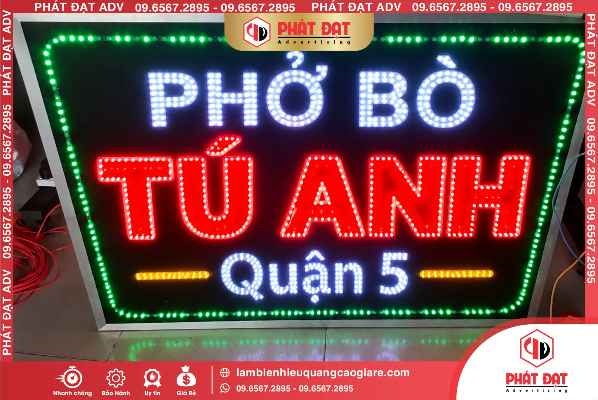 Làm Biển LED Quận 5 Phở Bò Tú Anh Mẫu Đẹp, Giá Tốt