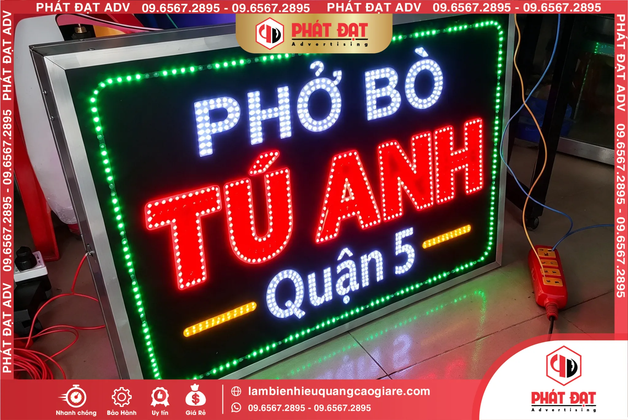 Làm Biển LED Quận 5 Phở Bò Tú Anh Mẫu Đẹp, Giá Tốt